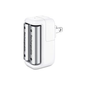 Apple Vintage White Battery Charger With Two AA Rechargeable Batteries